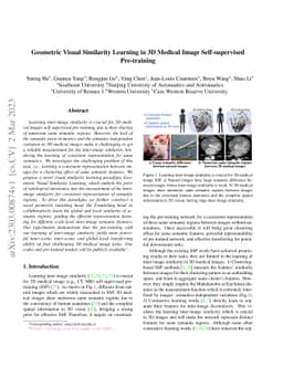 Geometric Visual Similarity Learning in 3D Medical Image Self-supervised
  Pre-training