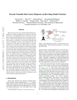 Towards Trustable Skin Cancer Diagnosis via Rewriting Model's Decision