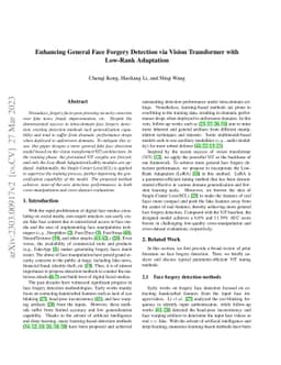 Enhancing General Face Forgery Detection via Vision Transformer with
  Low-Rank Adaptation
