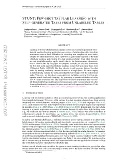 STUNT: Few-shot Tabular Learning with Self-generated Tasks from
  Unlabeled Tables