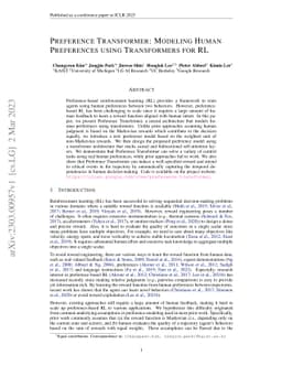 Preference Transformer: Modeling Human Preferences using Transformers
  for RL