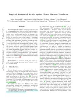 Targeted Adversarial Attacks against Neural Machine Translation