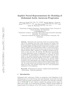 Implicit Neural Representations for Modeling of Abdominal Aortic
  Aneurysm Progression