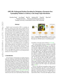 OPE-SR: Orthogonal Position Encoding for Designing a Parameter-free
  Upsampling Module in Arbitrary-scale Image Super-Resolution