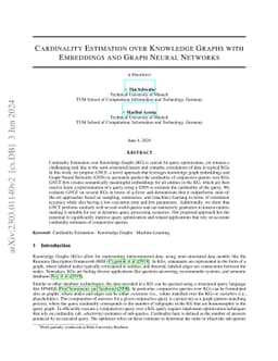Cardinality Estimation over Knowledge Graphs with Embeddings and Graph
  Neural Networks