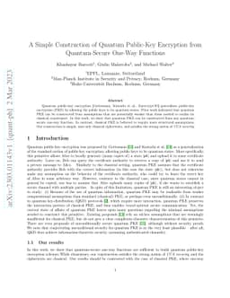 A Simple Construction of Quantum Public-Key Encryption from
  Quantum-Secure One-Way Functions