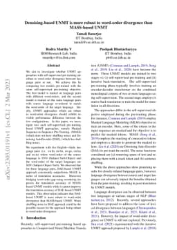 Denoising-based UNMT is more robust to word-order divergence than
  MASS-based UNMT
