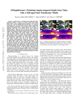 STDepthFormer: Predicting Spatio-temporal Depth from Video with a
  Self-supervised Transformer Model