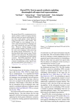 ParrotTTS: Text-to-Speech synthesis by exploiting self-supervised
  representations