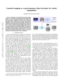 Canonical mapping as a general-purpose object descriptor for robotic
  manipulation