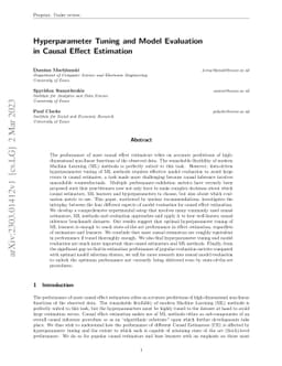 Hyperparameter Tuning and Model Evaluation in Causal Effect Estimation