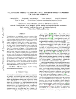 Transferring Models Trained on Natural Images to 3D MRI via Position
  Encoded Slice Models