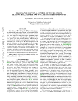 Fine-grained Emotional Control of Text-To-Speech: Learning To Rank
  Inter- And Intra-Class Emotion Intensities