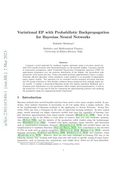 Variational EP with Probabilistic Backpropagation for Bayesian Neural
  Networks