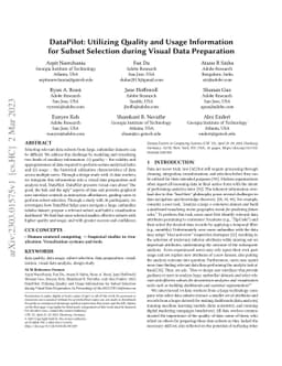 DataPilot: Utilizing Quality and Usage Information for Subset Selection
  during Visual Data Preparation