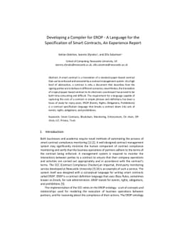 Developing a Compiler for EROP -- A Language for the Specification of
  Smart Contracts, An Experience Report