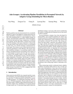 Ada-Grouper: Accelerating Pipeline Parallelism in Preempted Network by
  Adaptive Group-Scheduling for Micro-Batches
