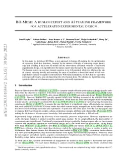 BO-Muse: A human expert and AI teaming framework for accelerated
  experimental design