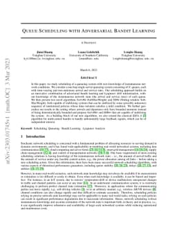 Queue Scheduling with Adversarial Bandit Learning
