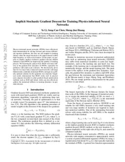 Implicit Stochastic Gradient Descent for Training Physics-informed
  Neural Networks