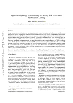 Approximating Energy Market Clearing and Bidding With Model-Based
  Reinforcement Learning