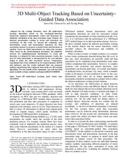 3D Multi-Object Tracking Based on Uncertainty-Guided Data Association