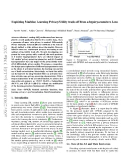 Exploring Machine Learning Privacy/Utility trade-off from a
  hyperparameters Lens