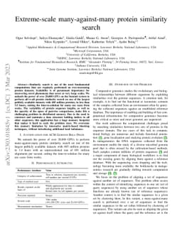 Extreme-scale many-against-many protein similarity search