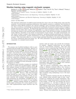 Machine learning using magnetic stochastic synapses