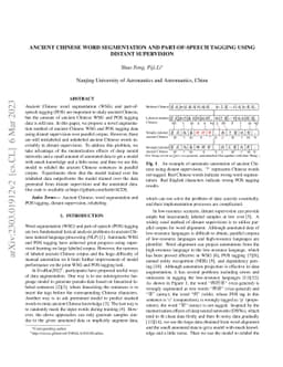 Ancient Chinese Word Segmentation and Part-of-Speech Tagging Using
  Distant Supervision