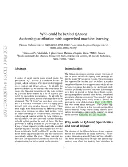 Who could be behind QAnon? Authorship attribution with supervised
  machine-learning