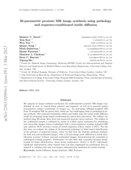 Bi-parametric prostate MR image synthesis using pathology and
  sequence-conditioned stable diffusion
