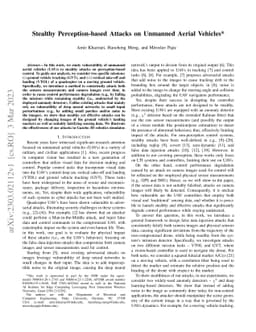 Stealthy Perception-based Attacks on Unmanned Aerial Vehicles
