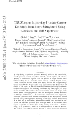 TRUSformer: Improving Prostate Cancer Detection from Micro-Ultrasound
  Using Attention and Self-Supervision