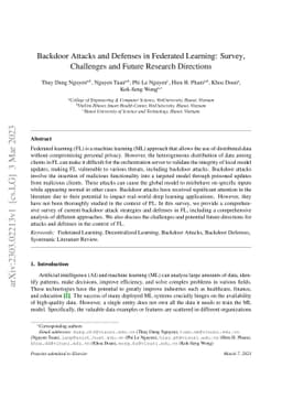 Backdoor Attacks and Defenses in Federated Learning: Survey, Challenges
  and Future Research Directions