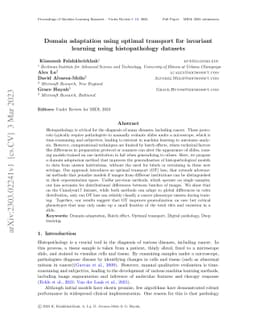 Domain adaptation using optimal transport for invariant learning using
  histopathology datasets