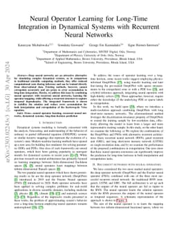 Neural Operator Learning for Long-Time Integration in Dynamical Systems
  with Recurrent Neural Networks
