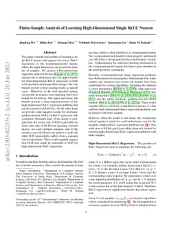 Finite-Sample Analysis of Learning High-Dimensional Single ReLU Neuron