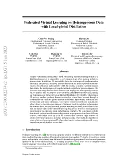 Federated Learning on Virtual Heterogeneous Data with Local-global Distillation