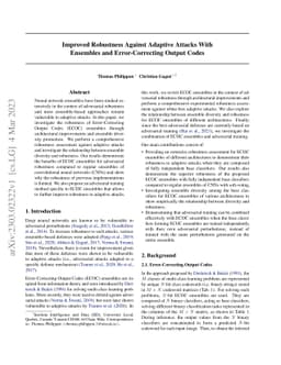 Improved Robustness Against Adaptive Attacks With Ensembles and
  Error-Correcting Output Codes