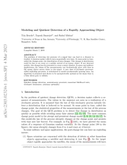 Modeling and Quickest Detection of a Rapidly Approaching Object