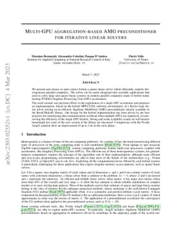 Multi-GPU aggregation-based AMG preconditioner for iterative linear
  solvers