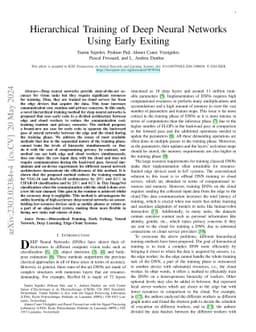 Hierarchical Training of Deep Neural Networks Using Early Exiting