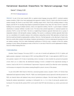 Variational Quantum Classifiers for Natural-Language Text