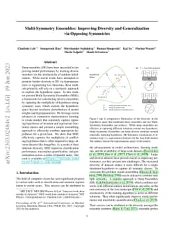 Multi-Symmetry Ensembles: Improving Diversity and Generalization via
  Opposing Symmetries