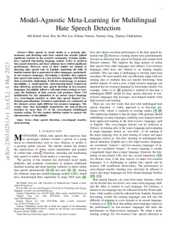 Model-Agnostic Meta-Learning for Multilingual Hate Speech Detection