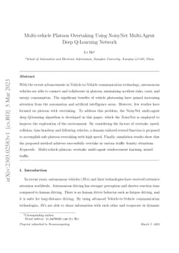 Multi-vehicle Platoon Overtaking Using NoisyNet Multi-Agent Deep
  Q-Learning Network