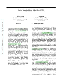 On the Capacity Limits of Privileged ERM