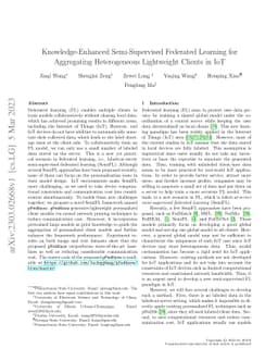 Knowledge-Enhanced Semi-Supervised Federated Learning for Aggregating
  Heterogeneous Lightweight Clients in IoT