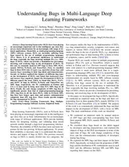 Understanding Bugs in Multi-Language Deep Learning Frameworks